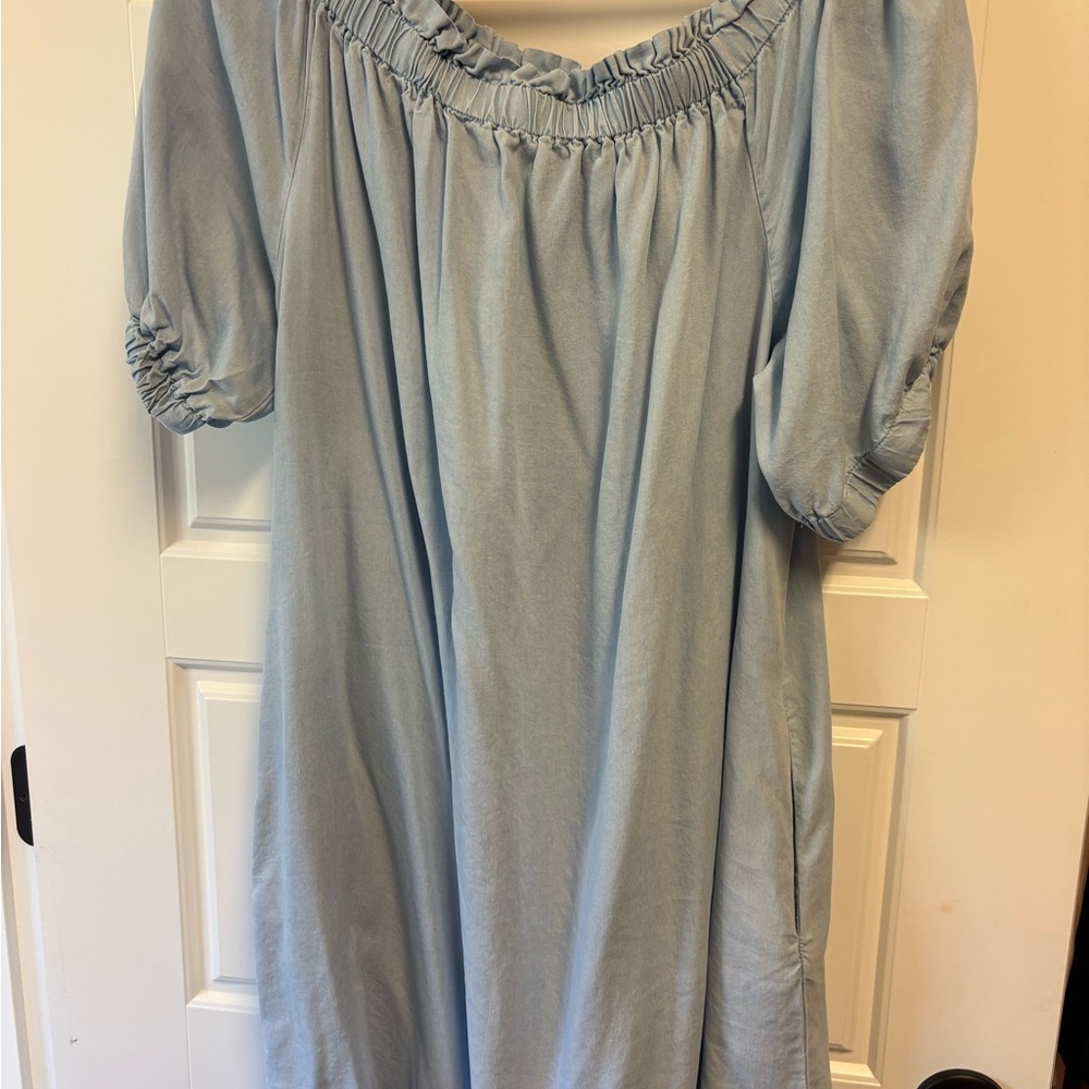 Light Blue  Denim Dress with Pockets